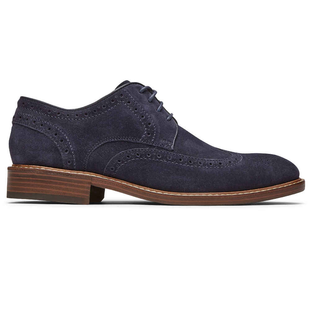 Zapatos Con Cordones Rockport Hombre Mexico - Kenton Wingtip Gay Marino - AOGEL8970